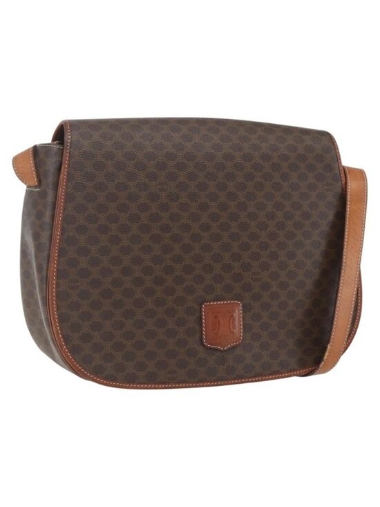 CELINE Handbags - Authentic CELINE Macadam Canvas Shoulder Bag PVC Leather Brown Gold